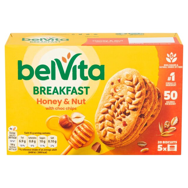 Belvita Honey & Nuts Chips Chips Breakfast Biscuits 5 x 45g