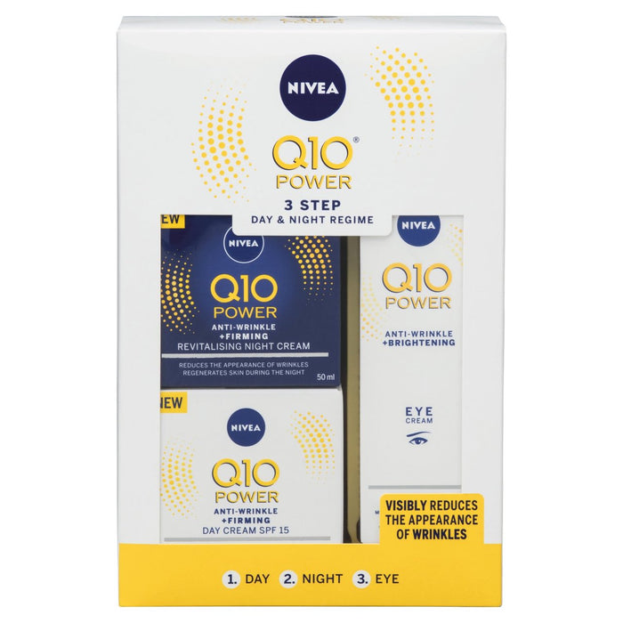 NIVEA Q10 Power Anti Wrinkle 3 Step Face Day Night & Eye Cream Gift Set