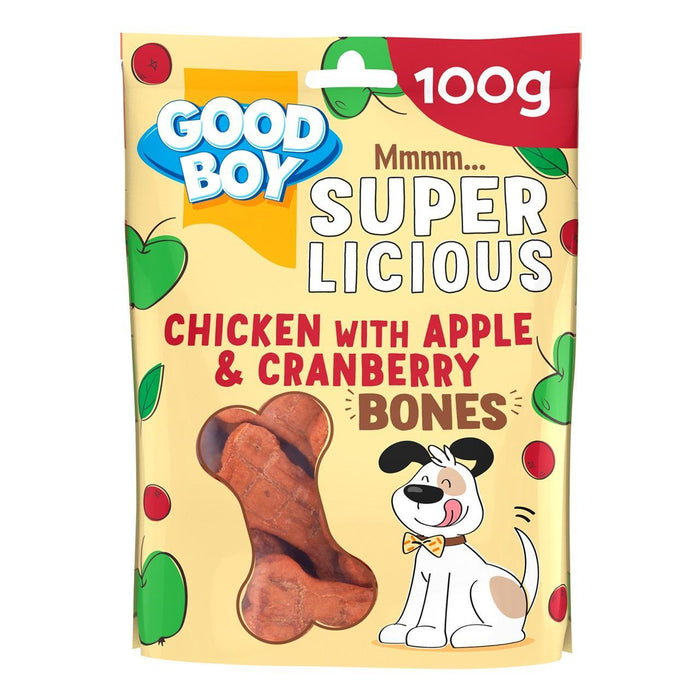 Good Boy Superlicious Chicken Apple & Cranberry Bone Dog Treats 100g