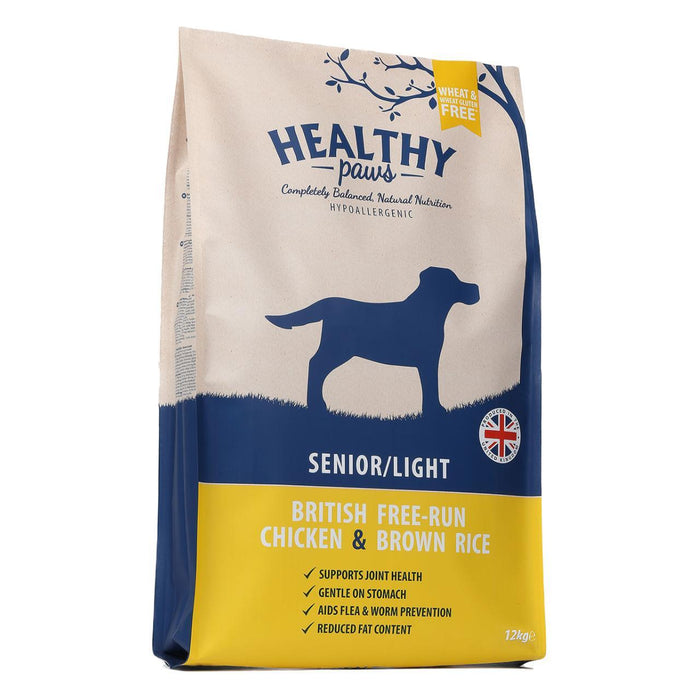 Patillas saludables British Free Run Chicken & Brown Rice Senior/Light Dog Food 12 kg