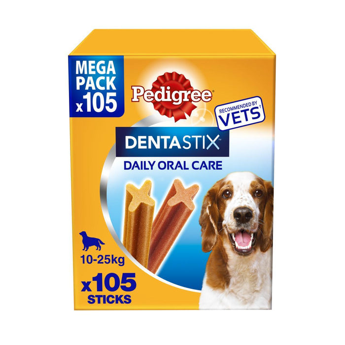 Pedigree Dentastix tägliche Erwachsene mittelgroße Hund behandelt Zahnstöcke 105 x 26g