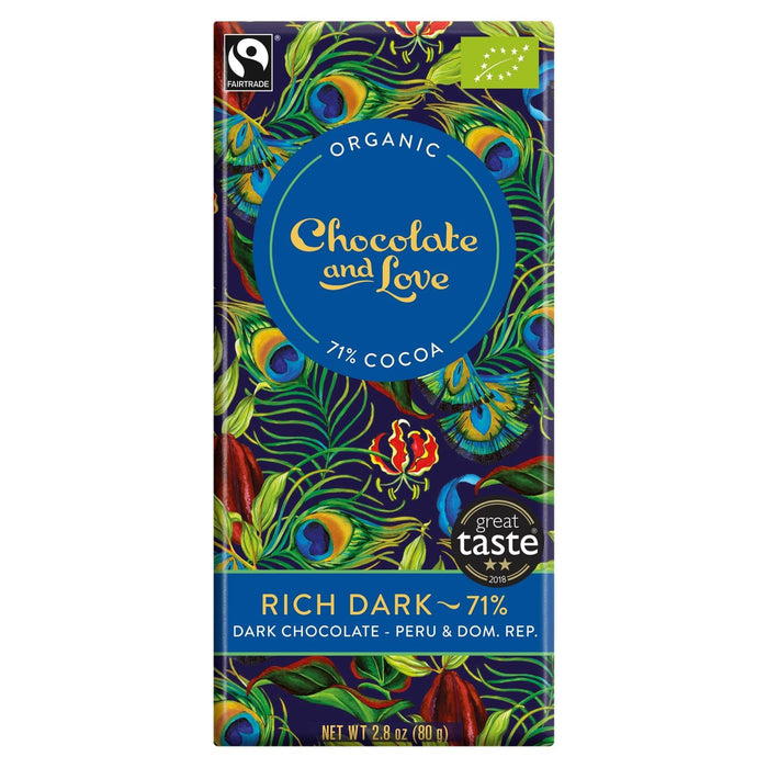Chocolate y amor Fairtrade Organic Rich Dark 71% Dark Chocolate 80G